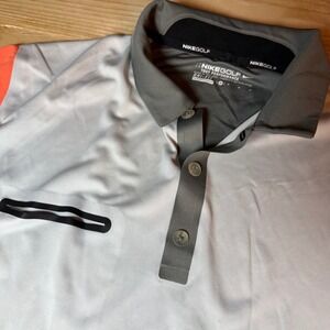 Nike Golf Tour Performance Dri-FIT Polo Shirt Mens Medium White Grey Orange